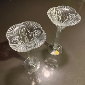 Pair of lead crystal candle holders, made in France